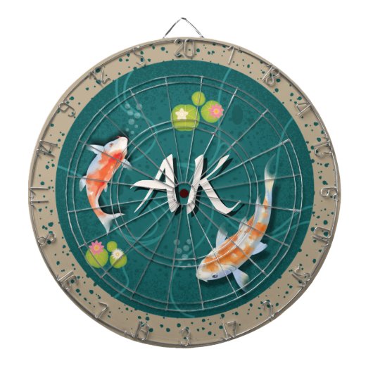 Realistisch-groene Japanse Koi Fish Pond Dartbord (Voorkant)