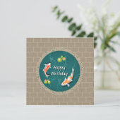 Realistisch-groene Japanse Koi Fish Pond Kaart (Staand voorkant)