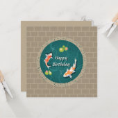 Realistisch-groene Japanse Koi Fish Pond Kaart (Voorkant / Achterkant in situ)