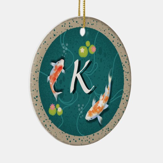Realistisch-groene Japanse Koi Fish Pond Keramisch Ornament (Rechts)