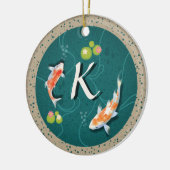 Realistisch-groene Japanse Koi Fish Pond Keramisch Ornament (Links)
