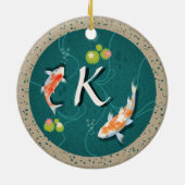Realistisch-groene Japanse Koi Fish Pond Keramisch Ornament (Achterkant)