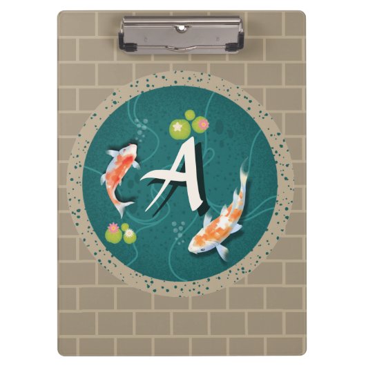 Realistisch-groene Japanse Koi Fish Pond Klembord (Voorkant)