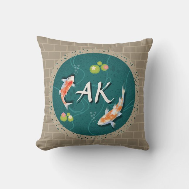 Realistisch-groene Japanse Koi Fish Pond Kussen (Voorkant)