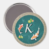 Realistisch-groene Japanse Koi Fish Pond Magneet (Voorkant / Achterkant)