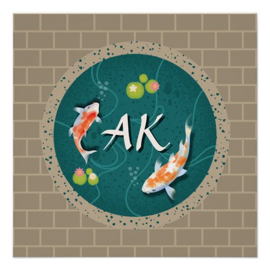 Realistisch-groene Japanse Koi Fish Pond Perfect Poster (Voorkant)
