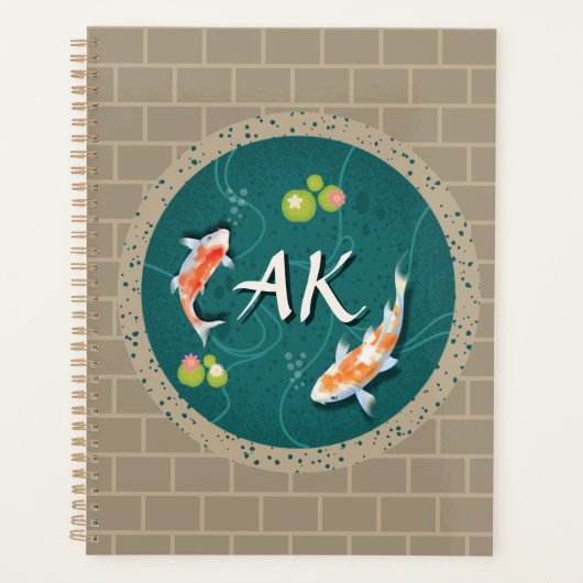 Realistisch-groene Japanse Koi Fish Pond Planner (Voorkant)