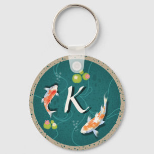 Realistisch-groene Japanse Koi Fish Pond Sleutelhanger