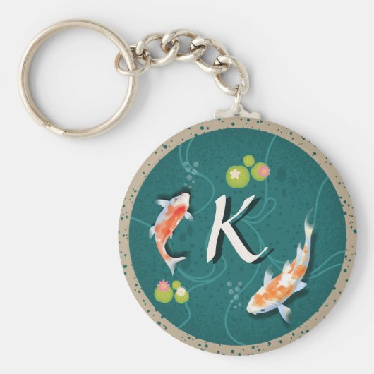 Realistisch-groene Japanse Koi Fish Pond Sleutelhanger (Voorkant)