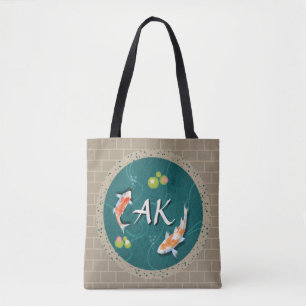 Realistisch-groene Japanse Koi Fish Pond Tote Bag