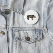 Realistisch Hippo Illustratie hippopotamus Ronde Button 5,7 Cm (In situ)