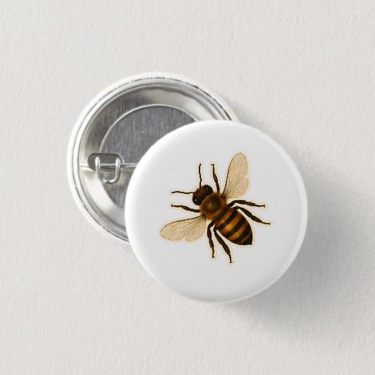 Realistisch honingbijenontwerp ronde button 3,2 cm (Voorkant /achterkant)