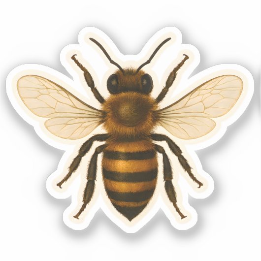 Realistisch honingbijenontwerp sticker (Voorkant)