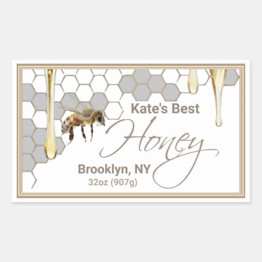 Realistisch honingraat honingriem Rechthoek Rechthoekige Sticker (Voorkant)
