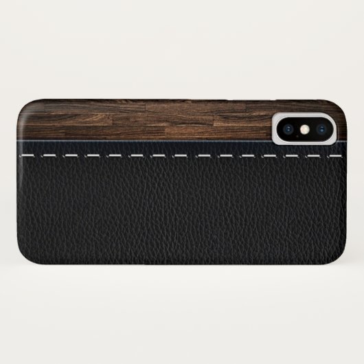 Realistisch hout en gelakte lederen textuur Case-Mate iPhone case (Achterkant (horizontaal))