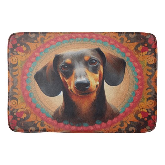 Realistisch kleurrijk Border Schattige Dachshund H Badmat (Voorkant)