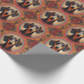 Realistisch kleurrijk Border Schattige Dachshund H Cadeaupapier (Hoek)