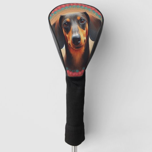 Realistisch kleurrijk Border Schattige Dachshund H Golfheadcover (Voorkant)