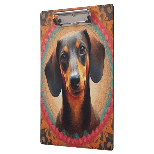 Realistisch kleurrijk Border Schattige Dachshund H Klembord (Links)