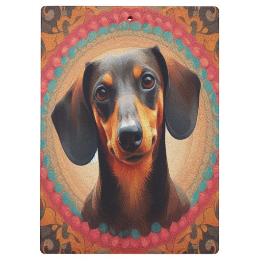 Realistisch kleurrijk Border Schattige Dachshund H Klembord (Achterkant)