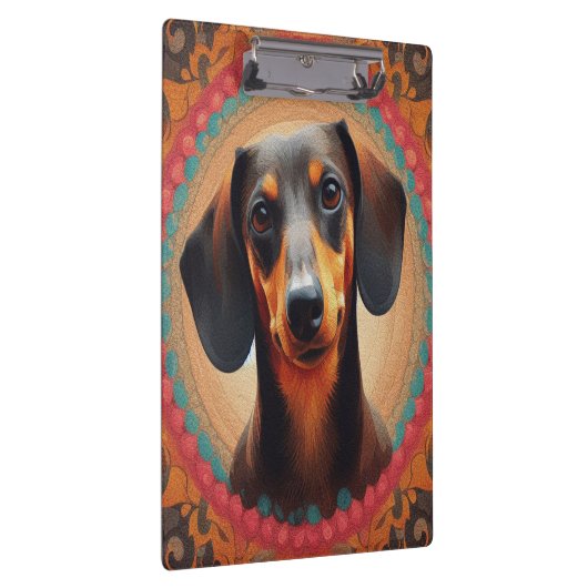 Realistisch kleurrijk Border Schattige Dachshund H Klembord (Rechts)