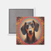 Realistisch kleurrijk Border Schattige Dachshund H Magneet (Voorkant / Achterkant)