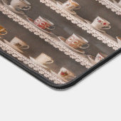 Realistisch koffietheebekertje op schelpdierentuin bureaumat (Hoek)