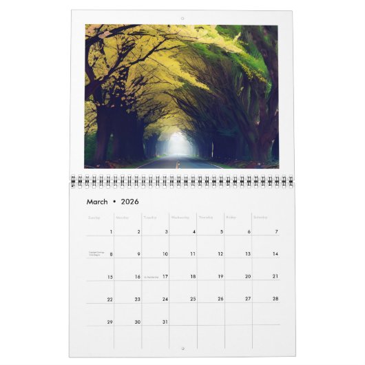 Realistisch landschapskalender Fantasy Kalender (Mar 2026)