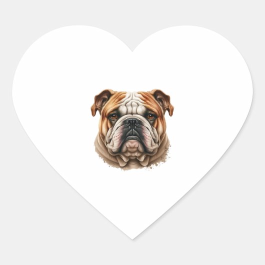 Realistisch leuk engels bulldog profiel hart sticker (Voorkant)