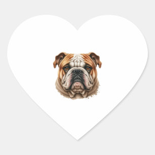 Realistisch leuk engels bulldog profiel hart sticker