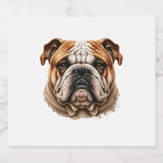 Realistisch leuk engels bulldog profiel sparkling wijnetiket (Enkel label)