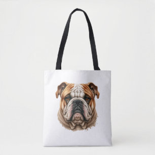 Realistisch leuk engels bulldog profiel tote bag