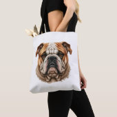 Realistisch leuk engels bulldog profiel tote bag (Dichtbij)