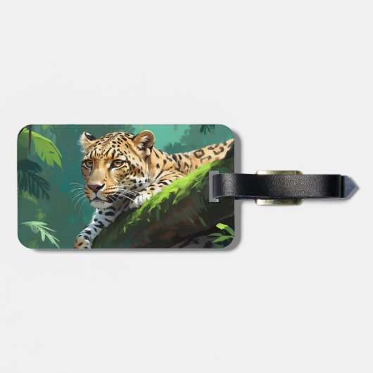Realistisch luipaard in Oerwoud Animal Art Bagagelabel (Achterkant horizontaal)