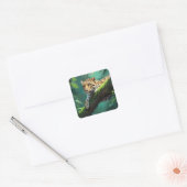 Realistisch luipaard in Oerwoud Animal Art Vierkante Sticker (Envelop)