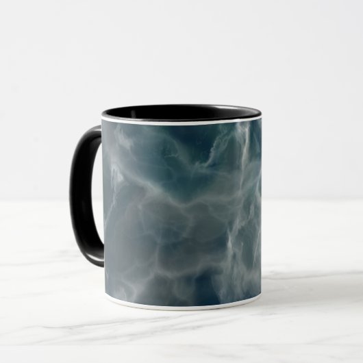 Realistisch marineblauw marmerontwerp mok (Voorkant links)