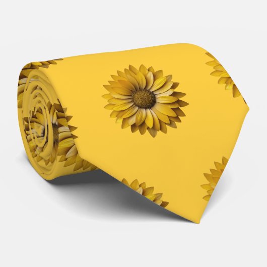 Realistisch Minimaal Zonnebloempatroon Stropdas (Opgerold)