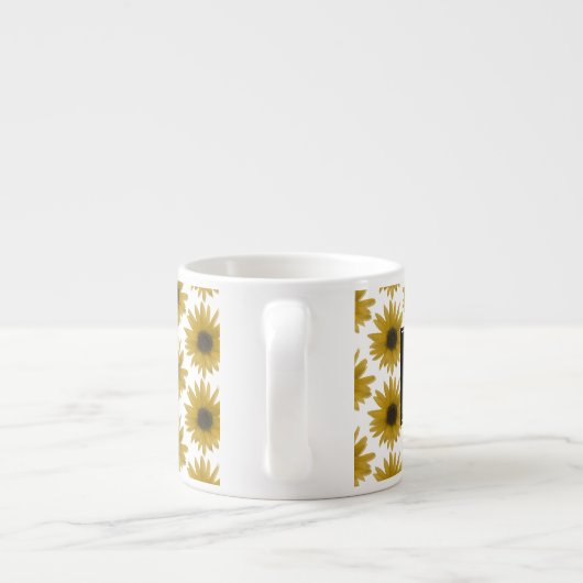 Realistisch monogram zonnebloem 3D-patroonmonogram Espresso Kop (Achterkant)