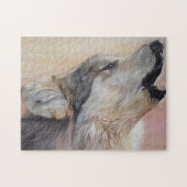 realistisch natuurschilderij van een grijze wolf d legpuzzel (Horizontaal)