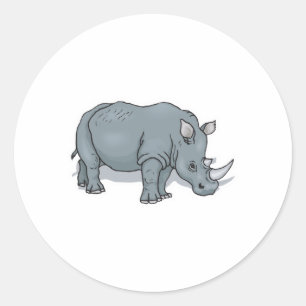 Realistisch neushoornontwerp ronde sticker