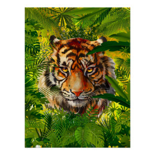 Realistisch Oerwoud Tiger Poster Art Glossy - Tige