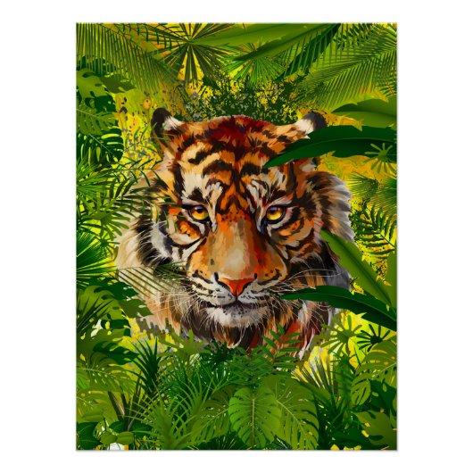 Realistisch Oerwoud Tiger Poster Art Glossy - Tige (Voorkant)
