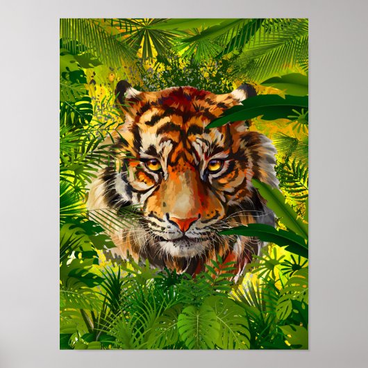 Realistisch Oerwoud Tiger Poster Art - Tiger (Voorkant)