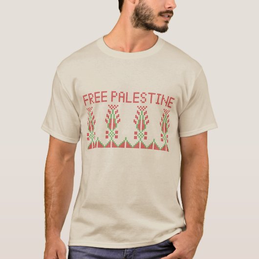 Realistisch Palestijns Tatreez borduurpatroon T-shirt (Voorkant)