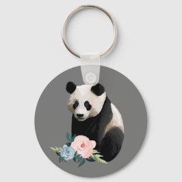 Realistisch Panda met Rozen Sleutelhanger