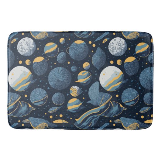 realistisch Planeten illustratie patroon Badmat (Voorkant)