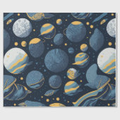 realistisch Planeten illustratie patroon Cadeaupapier (Vlak)