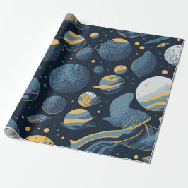 realistisch Planeten illustratie patroon Cadeaupapier