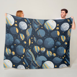 realistisch Planeten illustratie patroon Fleece Deken