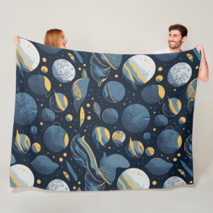 realistisch Planeten illustratie patroon Fleece Deken